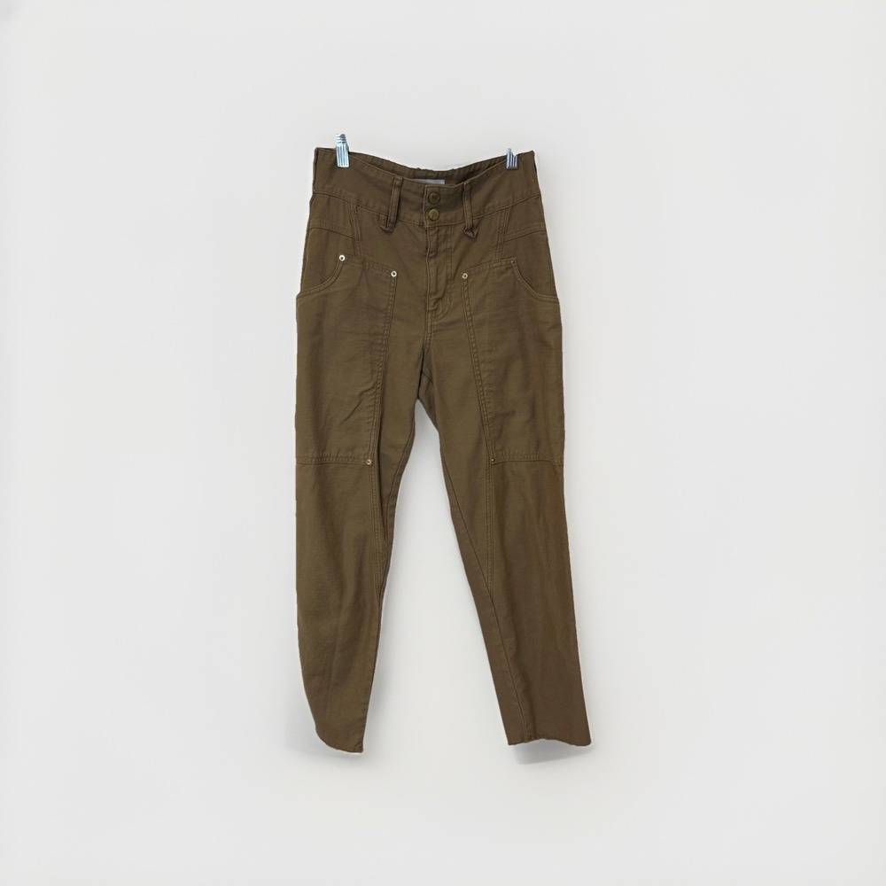 FRAME Utility Carpenter Pants Women 25 Brown Washed Desert High Rise Raw Hem